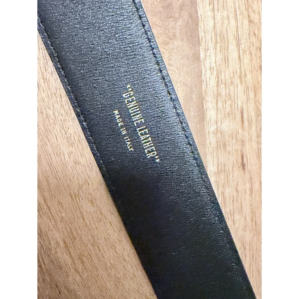 Paloma Picasso Vintage 90s Black Leather Gold X Motif Belt Size L 80